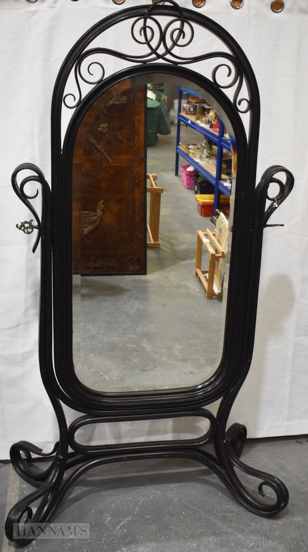 AN UNUSUAL EARLY 20TH CENTURY AUSTRIAN THONET BENTWOOD CHEVAL MIRROR. Note: Reference Christopher Wi (1 of 5)