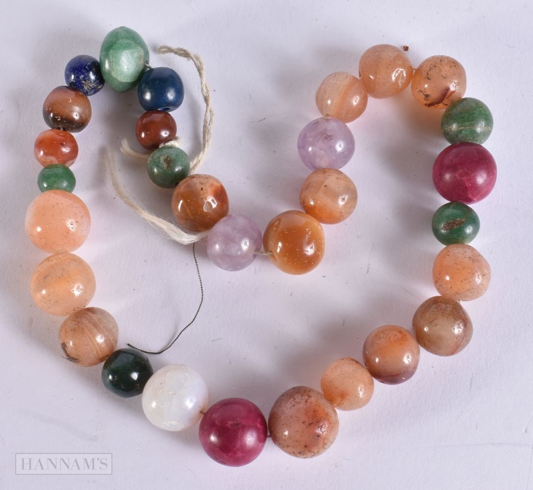 A MIDDLE EASTERN STONE NECKLACE. 36 cm long. (1 of 4)