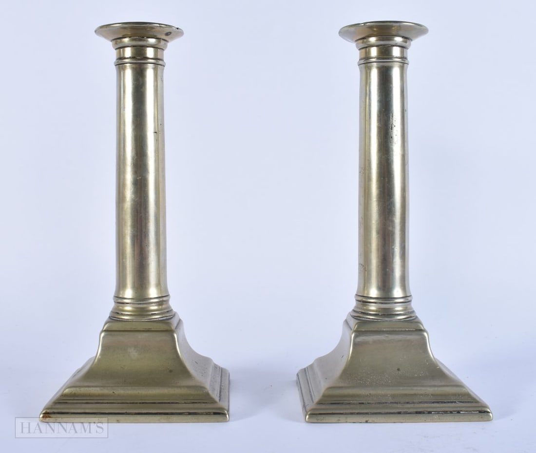 A PAIR OF GEORGE III CANDLESTICKS. 21 cm high. (1 of 6)