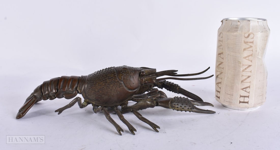 AN ARTICULATED BRONZE LOBSTER. 27 cm wide. (1 of 5)