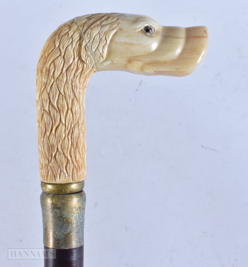 A NOVELTY BONE WALKING CANE. 92 cm long.: A NOVELTY BONE WALKING CANE. 92 cm long.