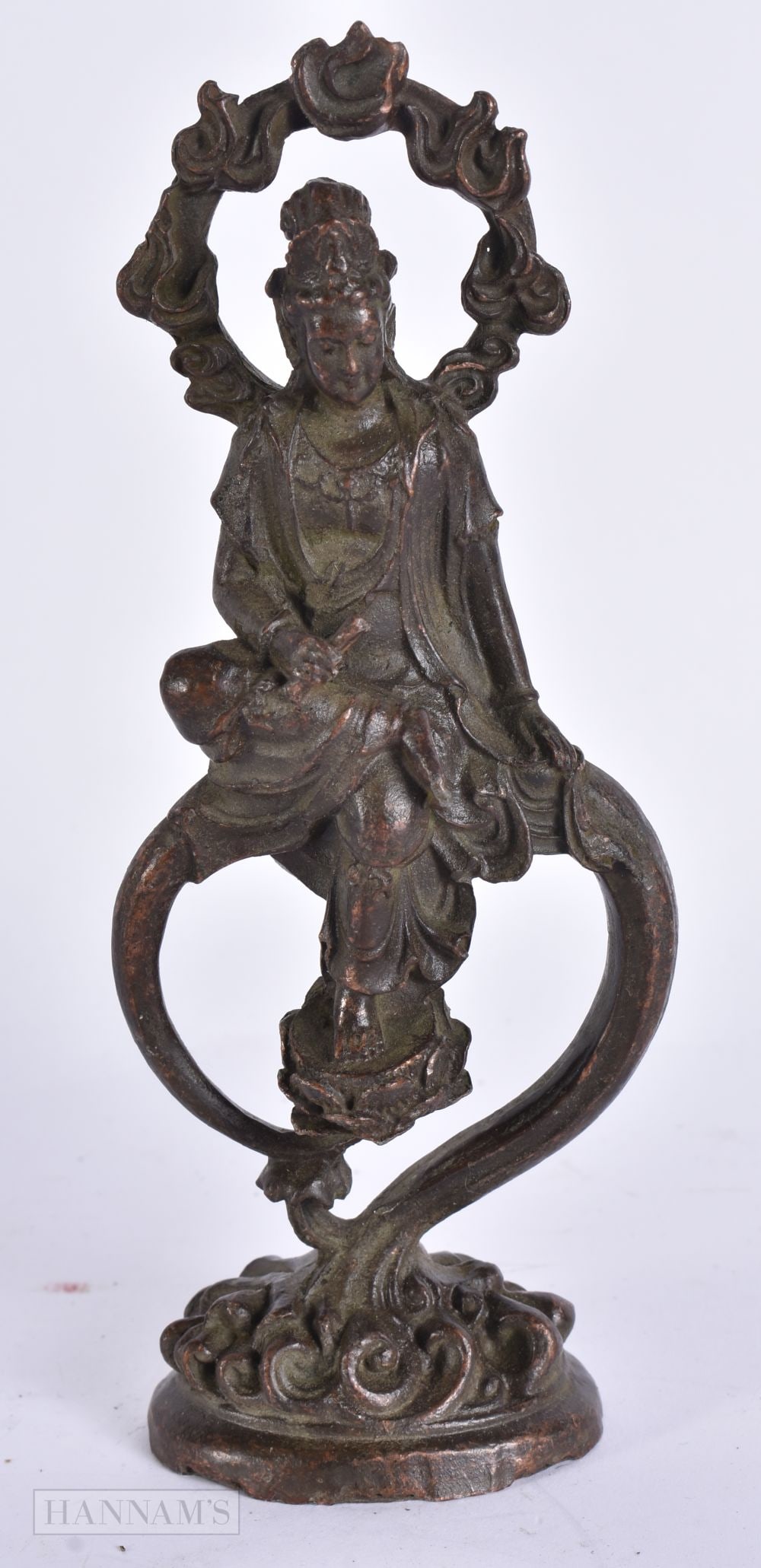 A CHINESE BRONZE IMMORTAL. 16.5 cm high.: A CHINESE BRONZE IMMORTAL. 16.5 cm high.