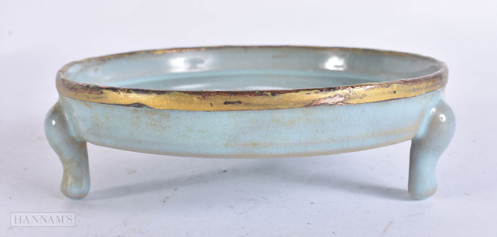 A CHINESE BLUE MONOCHROME PORCELAIN DISH. 14 cm wide. (1 of 4)