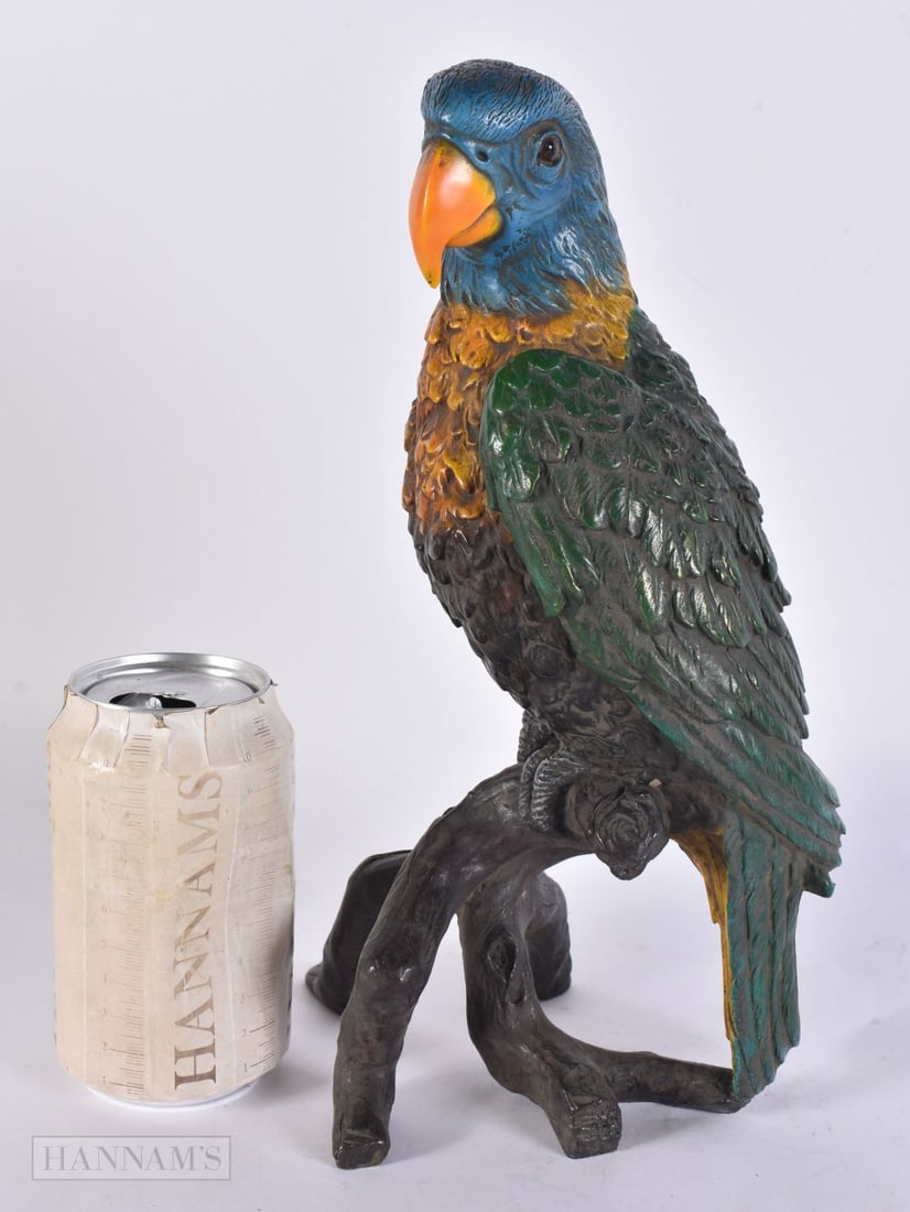 A COLD PAINTED BRONZE PARROT. 28 cm high. (1 of 5)