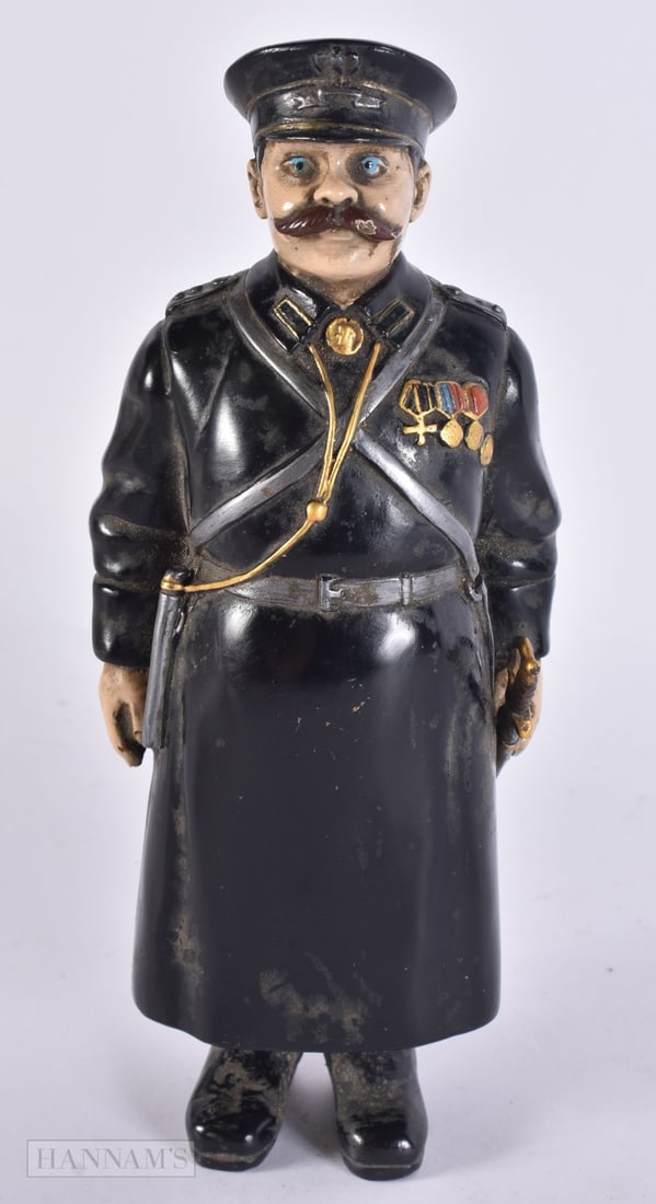 A CONTINENTAL COLD PAINTED BRONZE OFFICER. 19 cm high. (1 of 5)