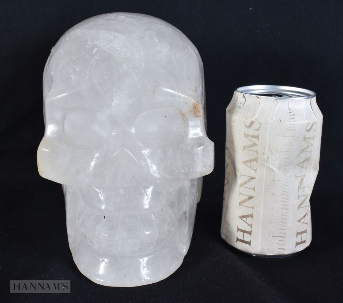 A LARGE CHINESE CARVED ROCK CRYSTAL SKULL. 18 cm x 18 cm.: A LARGE CHINESE CARVED ROCK CRYSTAL SKULL. 18 cm x 18 cm.