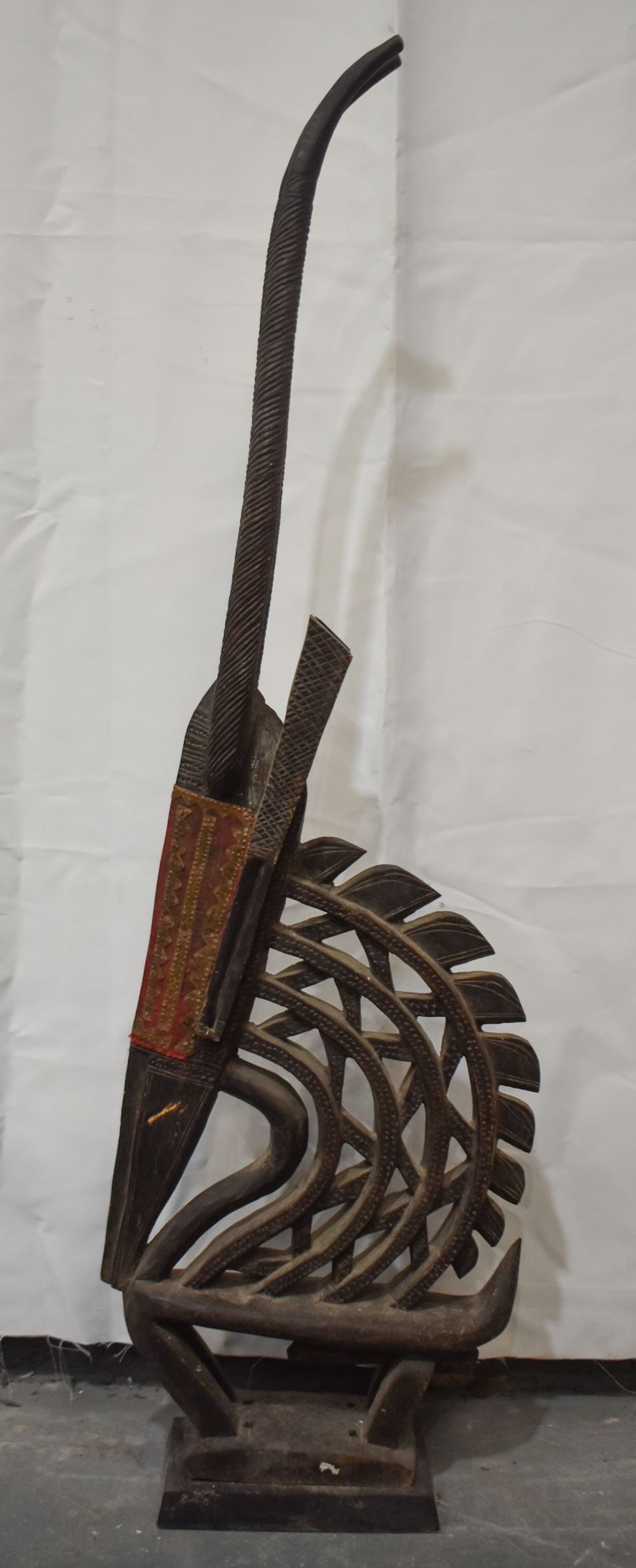 AN AFRICAN TRIBAL ANTELOPE WOOD HEADDRESS. 115 cm high. (1 of 7)