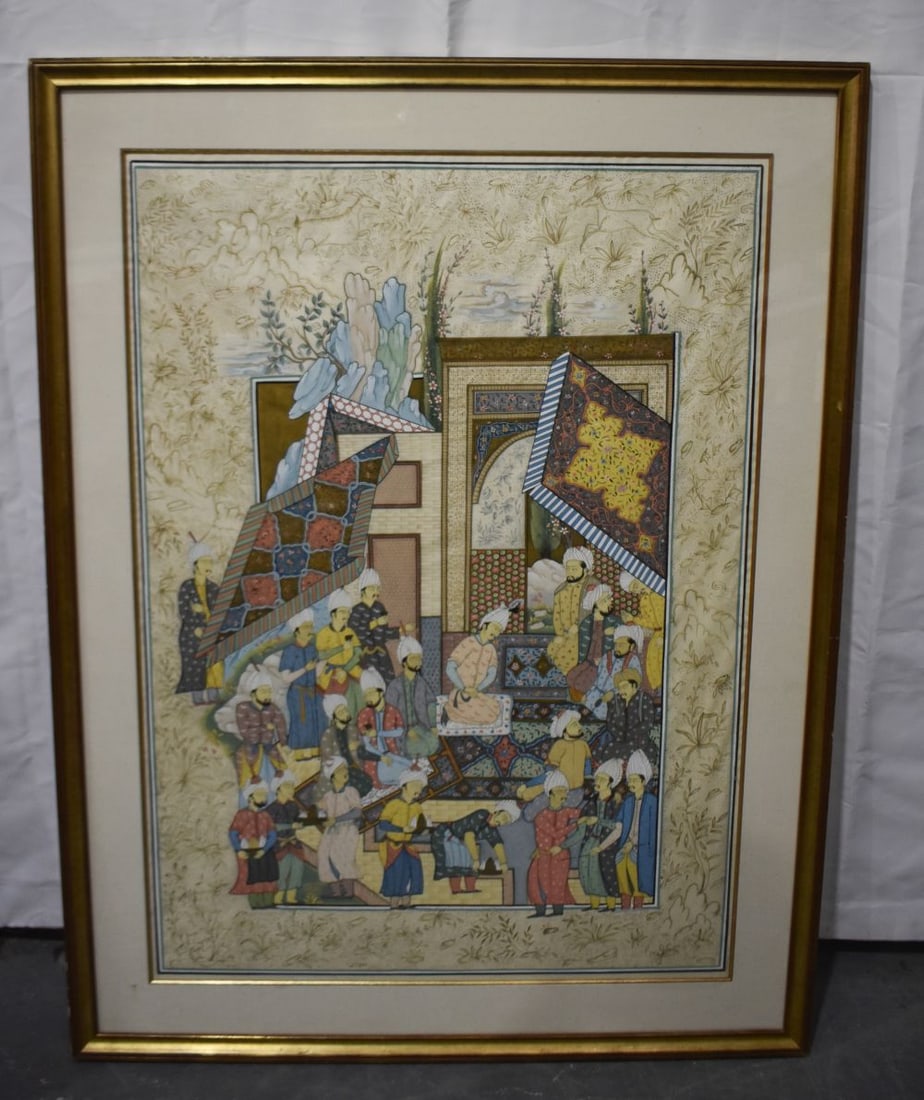 A LARGE ISLAMIC PAINTING. 131 cm x 100 cm.: A LARGE ISLAMIC PAINTING. 131 cm x 100 cm.