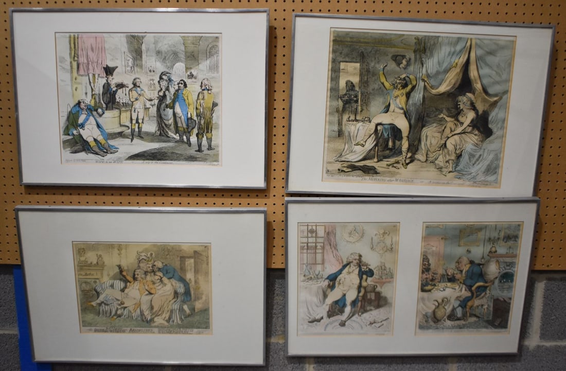 A SET OF FOUR ANTIQUE ENGRAVINGS. 73 cm x 49 cm. (4) (1 of 20)