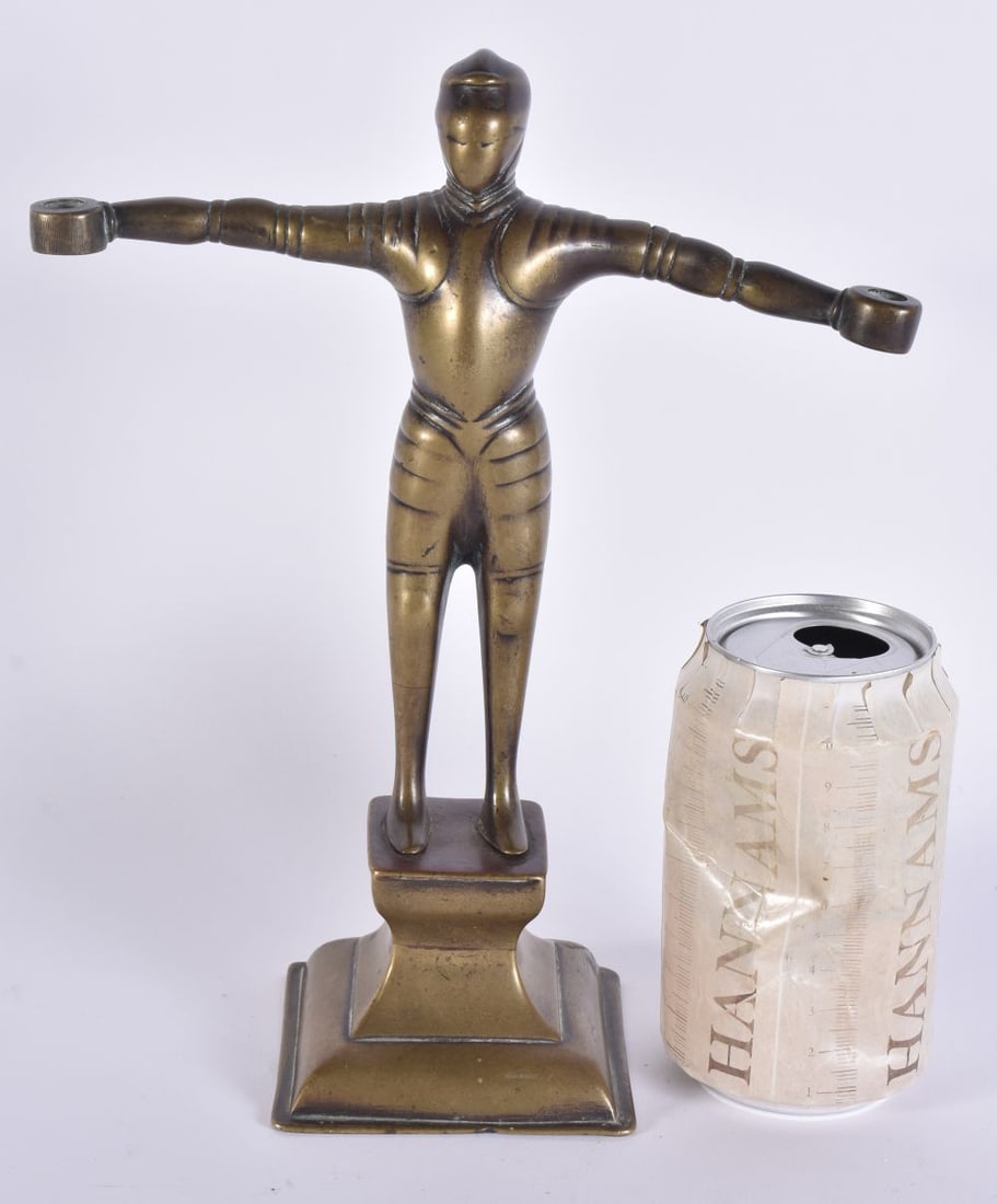 A RARE 16TH CENTURY GERMAN NUREMBERG BRONZE FIGURAL CANDLE HOLDER. 24 cm x 18 cm.: A RARE 16TH CENTURY GERMAN NUREMBERG BRONZE FIGURAL CANDLE HOLDER. 24 cm x 18 cm.