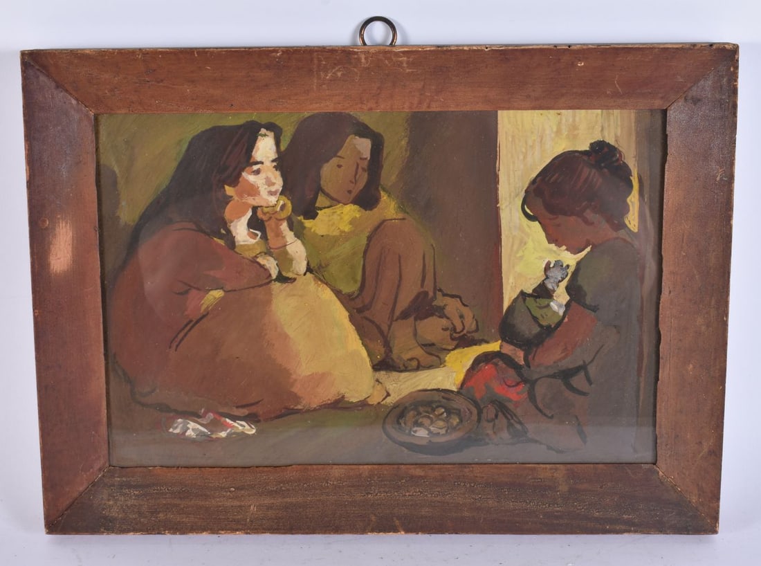 European School (Early 20th Century) Oil on board, Figures within an interior. 37 cm x 27cm, image 3: European School (Early 20th Century) Oil on board, Figures within an interior. 37 cm x 27cm, image 30cm x 20cm.
