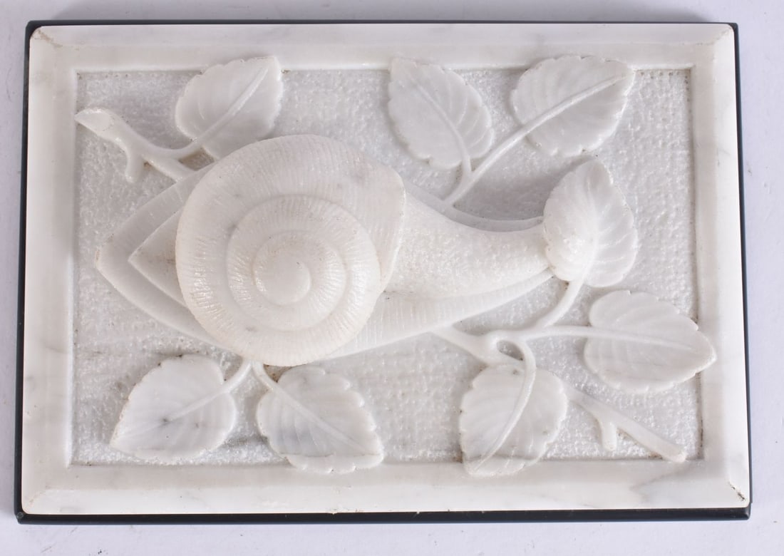 A RARE 19TH CENTURY ITALIAN GRAND TOUR CARVED MARBLE SNAIL PAPERWEIGHT. 17 cm x 12 cm. (1 of 4)