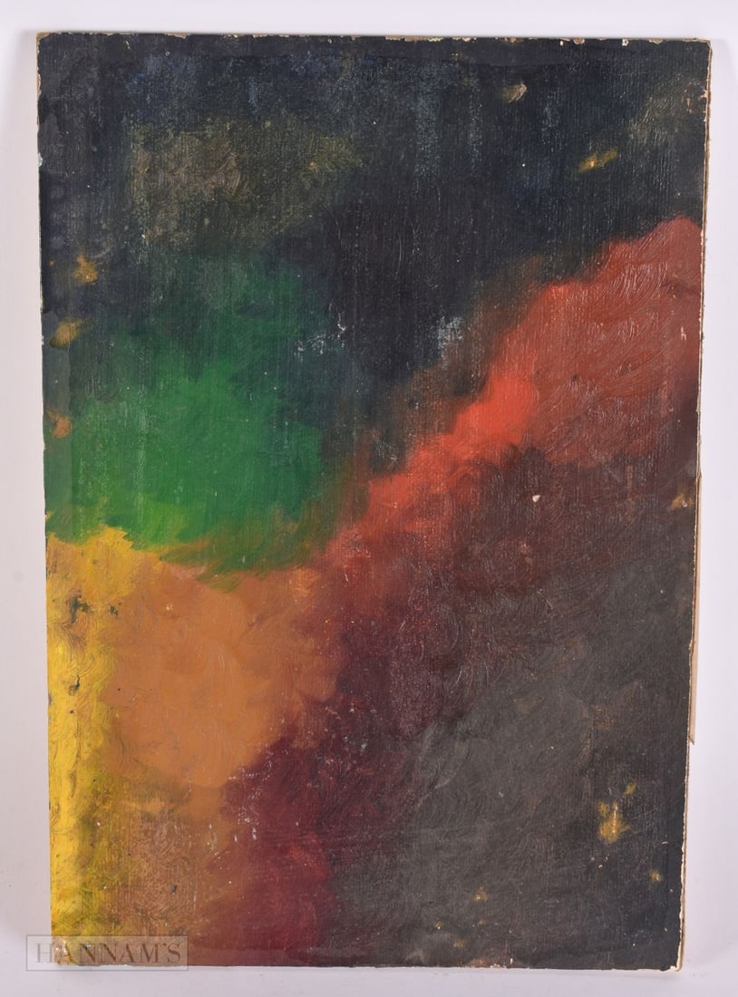 Attributed to Mubin Orhan (1924-1981) Turkish, Abstract, Oil on board. 32 cm x 18 cm. (1 of 6)