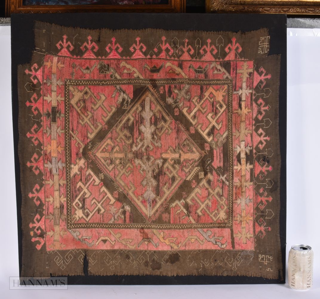 A 19TH CENTURY FRAMED EASTERN EMBROIDERED PANEL possibly Caucasian, possibly Azerbaijani (Karabagh/S (1 of 10)