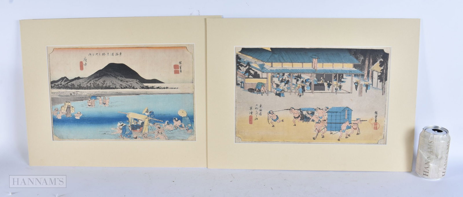 A PAIR OF 19TH CENTURY JAPANESE MEIJI PERIOD WOODBLOCK PRINTS. 48 cm x 36 cm, image 36 cm x 22cm. (1 of 12)