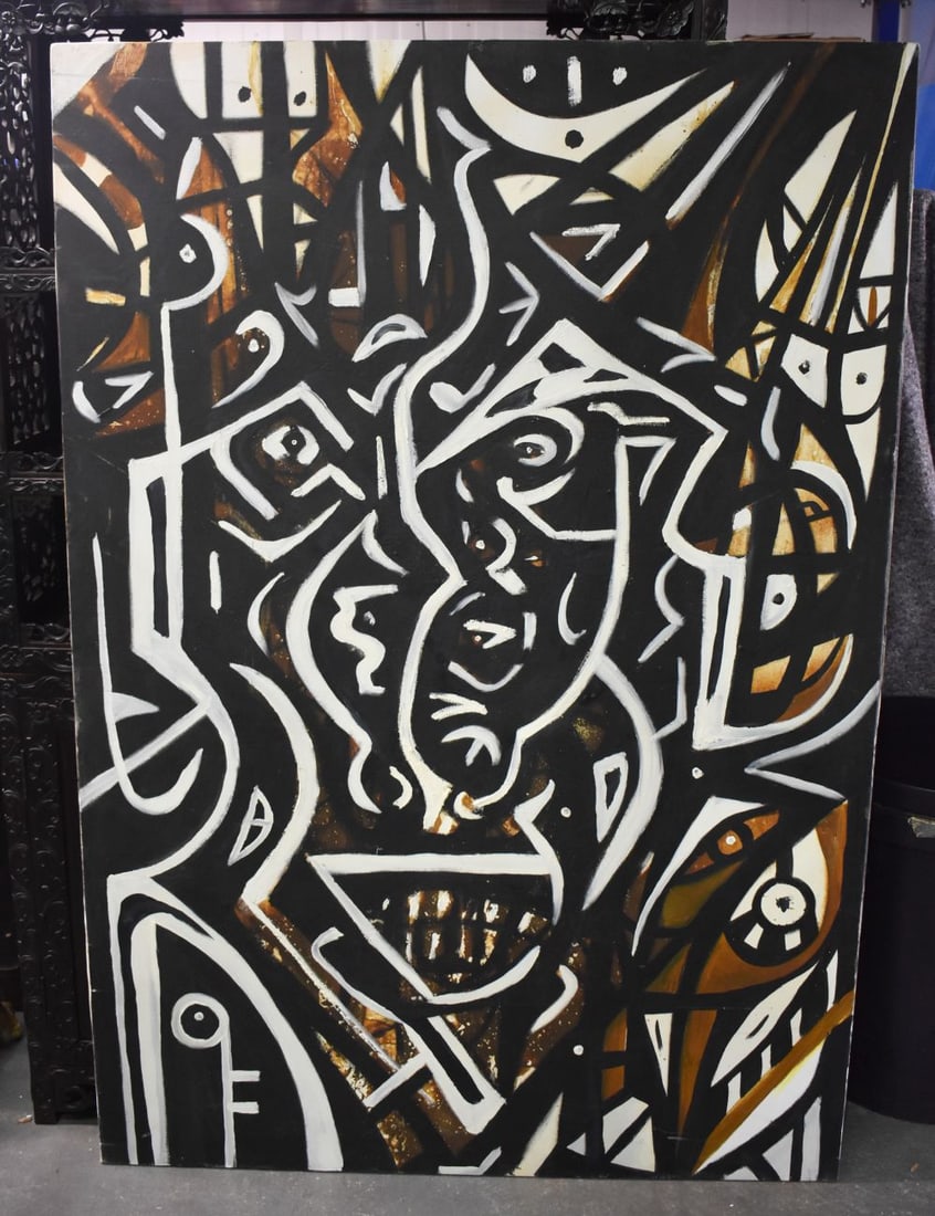 Attributed to Nejad Devrim (1923 - 1995) Turkish, Abstract, Large oil on board. 178 cm x 122 cm. (1 of 8)