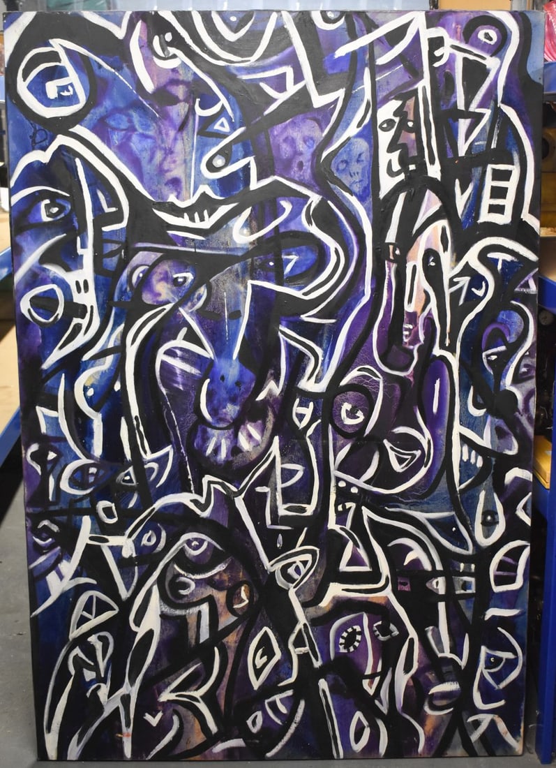 Attributed to Nejad Devrim (1923 - 1995) Turkish, Abstract, Large oil on board. 182 cm x 120 cm. (1 of 8)