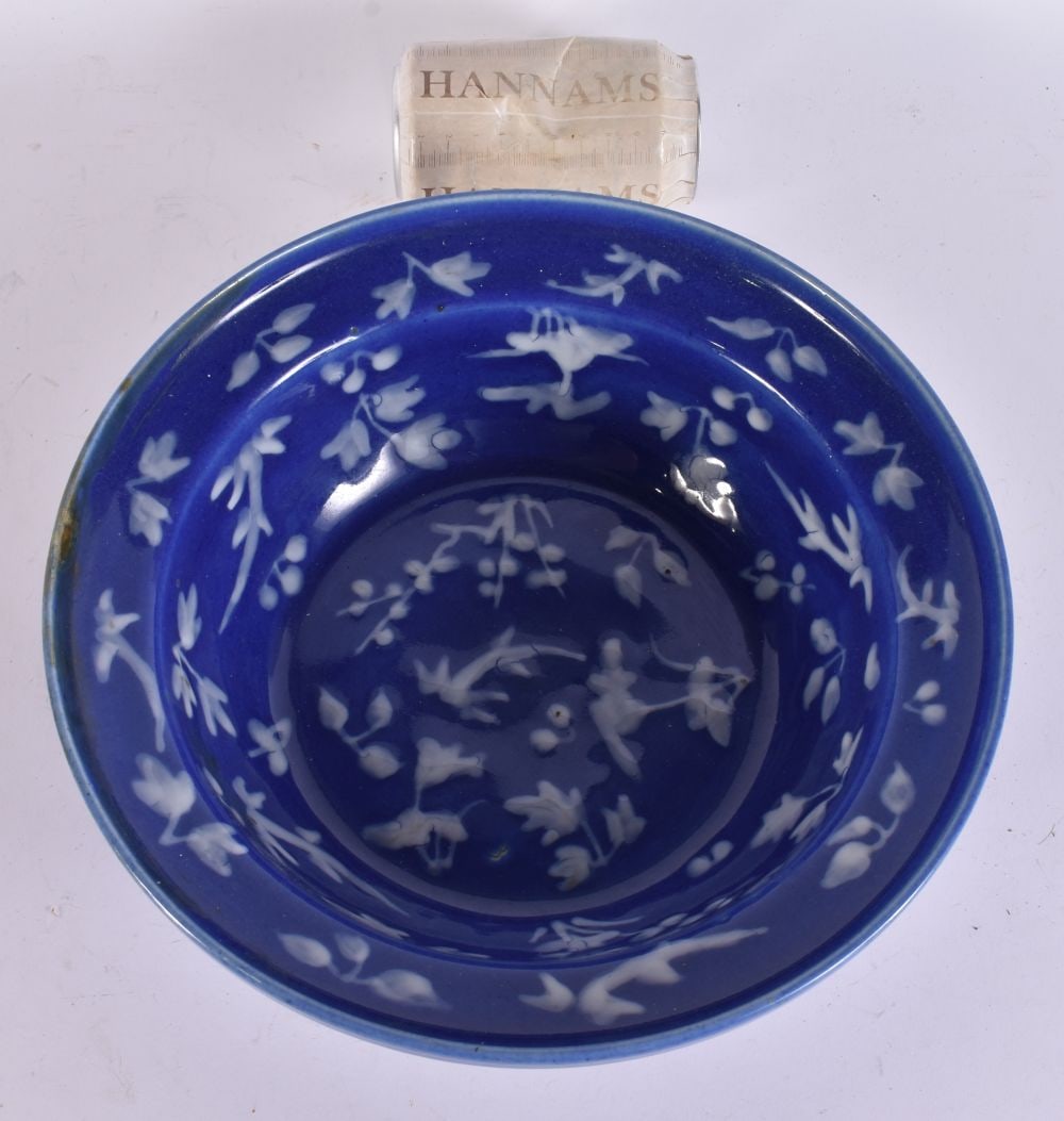 AN 18TH/19TH CENTURY CHINESE BLUE MONOCHROME PORCELAIN DEEP BOWL Qing. 27cm wide. (1 of 5)