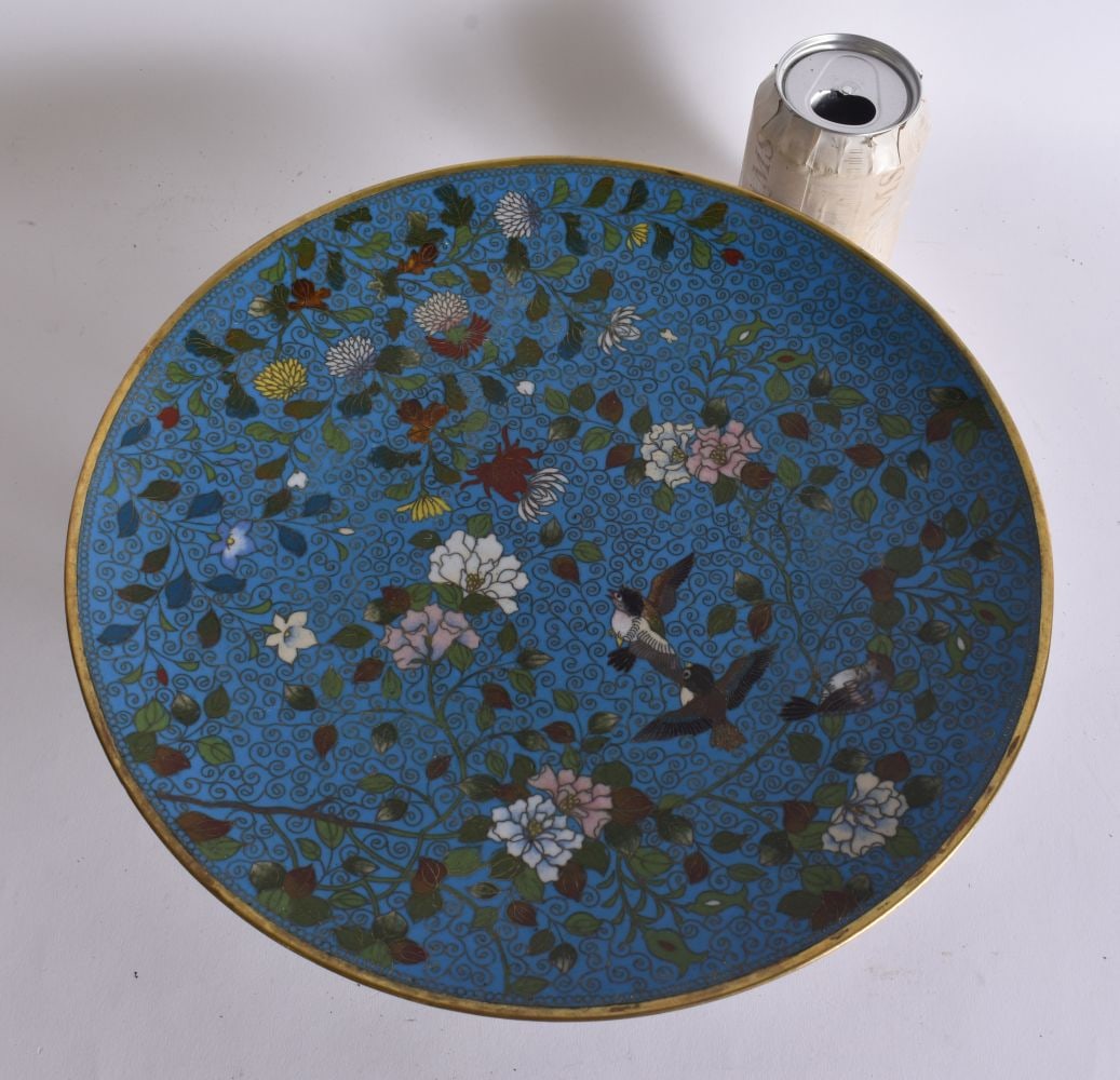 A FINE 19TH CENTURY CHINESE CLOISONNE ENAMEL CIRCULAR DISH Qing, mounted in lovely French ormolu. 30 (1 of 8)
