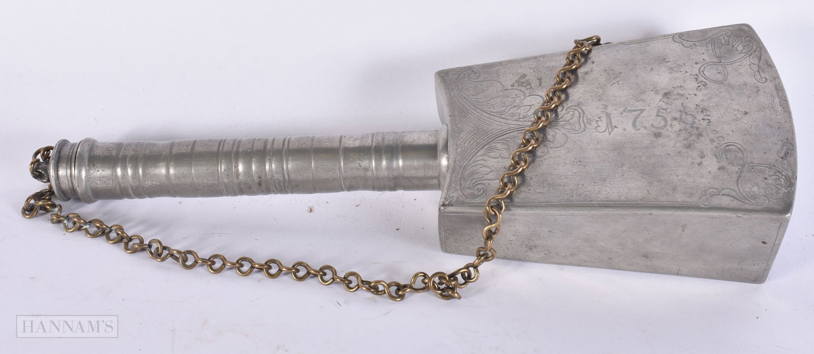 AN 18TH CENTURY PEWTER WATER FLASK. 30 cm long. (1 of 5)