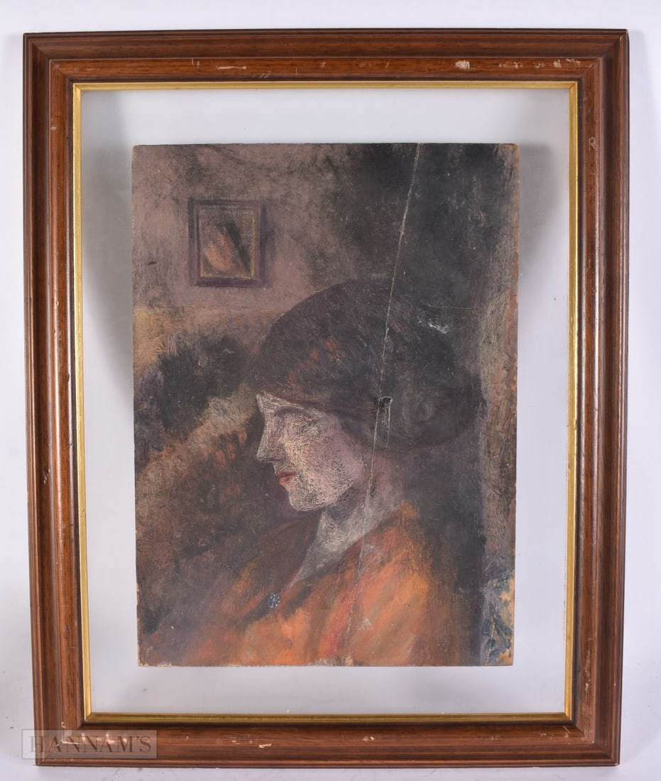 Attributed to Namzi Ziya Guran (1881-1937) Oil on board, double sided. 42 cm x 30 cm, image 28 cm x: Attributed to Namzi Ziya Guran (1881-1937) Oil on board, double sided. 42 cm x 30 cm, image 28 cm x 20 cm.