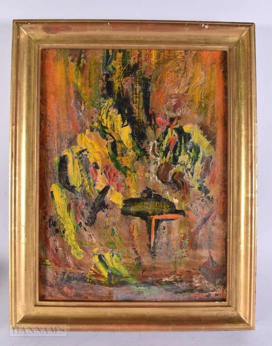 Attributed to Zeki Faik Izer (1905-1988) Oil on board, abstract. 48 cm x 34 cm, image 38 cm x 28 cm. (1 of 6)