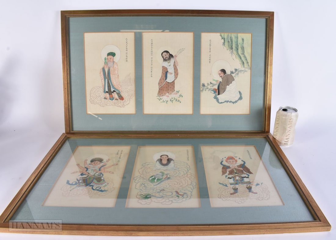Chinese School (19th Century) 6 x watercolours. 68 cm x 38 cm.: Chinese School (19th Century) 6 x watercolours. 68 cm x 38 cm.