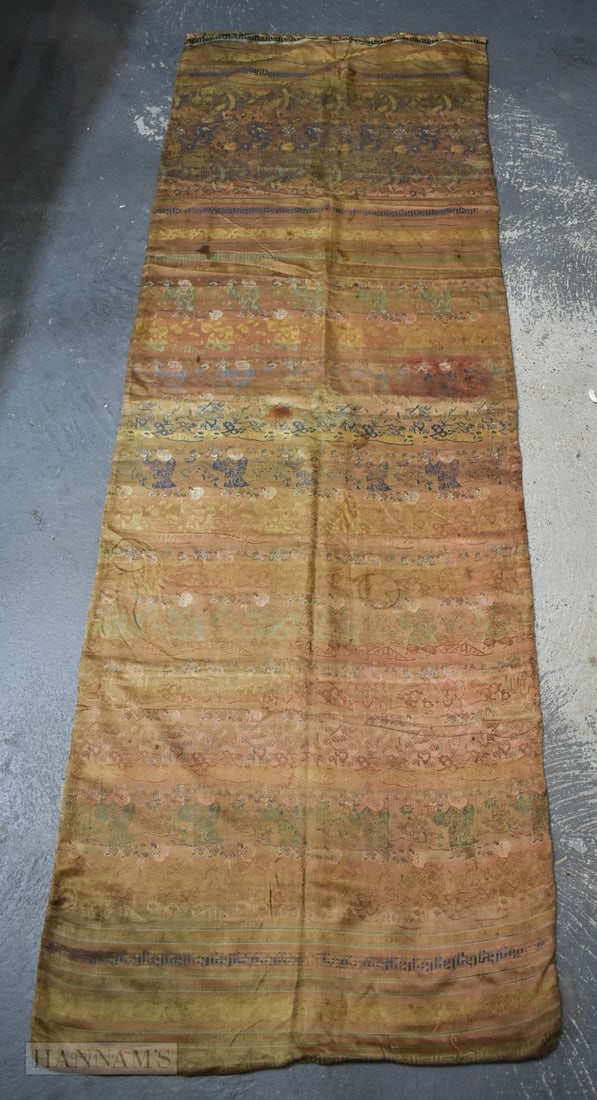 A FINE 17TH CENTURY CHINESE SILK EMBROIDERED BROCADE PANEL Kangxi. 198 cm x 58 cm. (1 of 8)