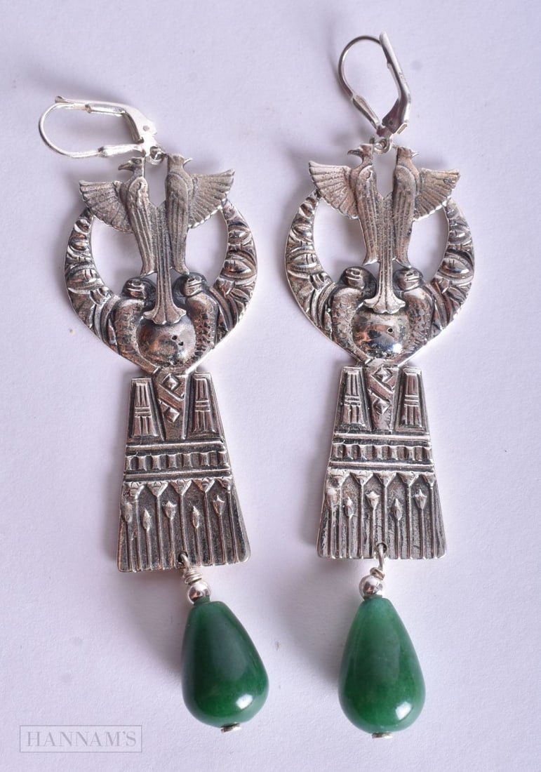 A PAIR OF SILVER EARRINGS. 22 grams. 8.75 cm x 2.5 cm.: A PAIR OF SILVER EARRINGS. 22 grams. 8.75 cm x 2.5 cm.