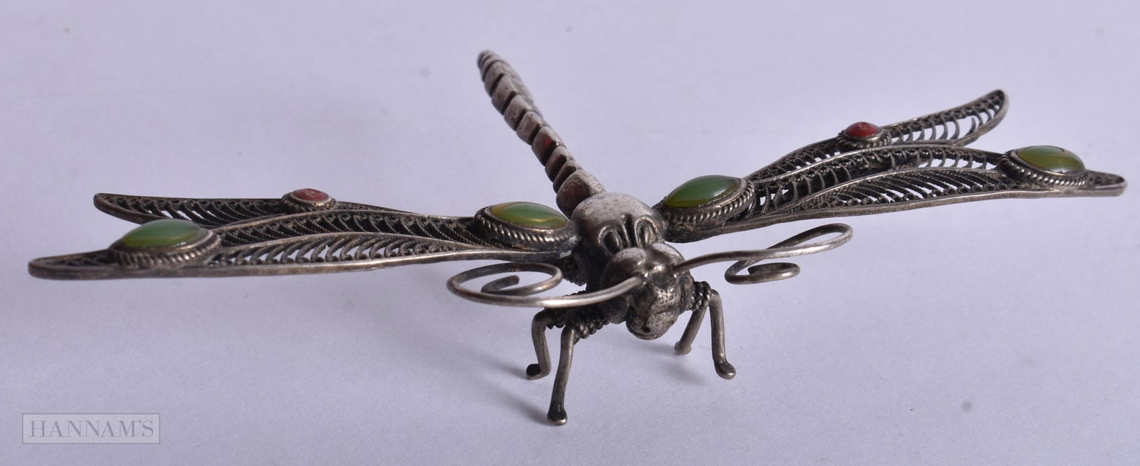 A WHITE METAL DRAGONFLY. 7 cm x 12 cm.: A WHITE METAL DRAGONFLY. 7 cm x 12 cm.