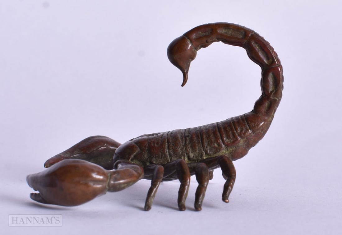 A JAPANESE BRONZE SCORPION. 5.5 cm x 4.5 cm.: A JAPANESE BRONZE SCORPION. 5.5 cm x 4.5 cm.
