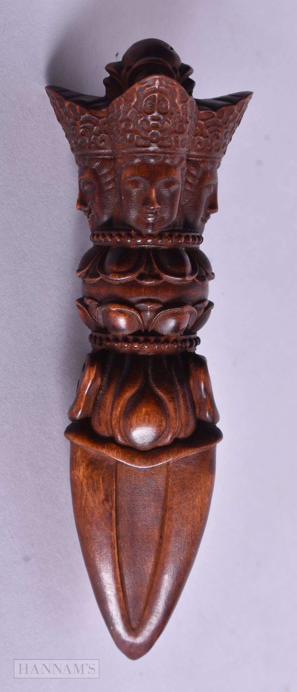 A CHINESE WOOD PHURBA. 9.5 cm long. (1 of 2)