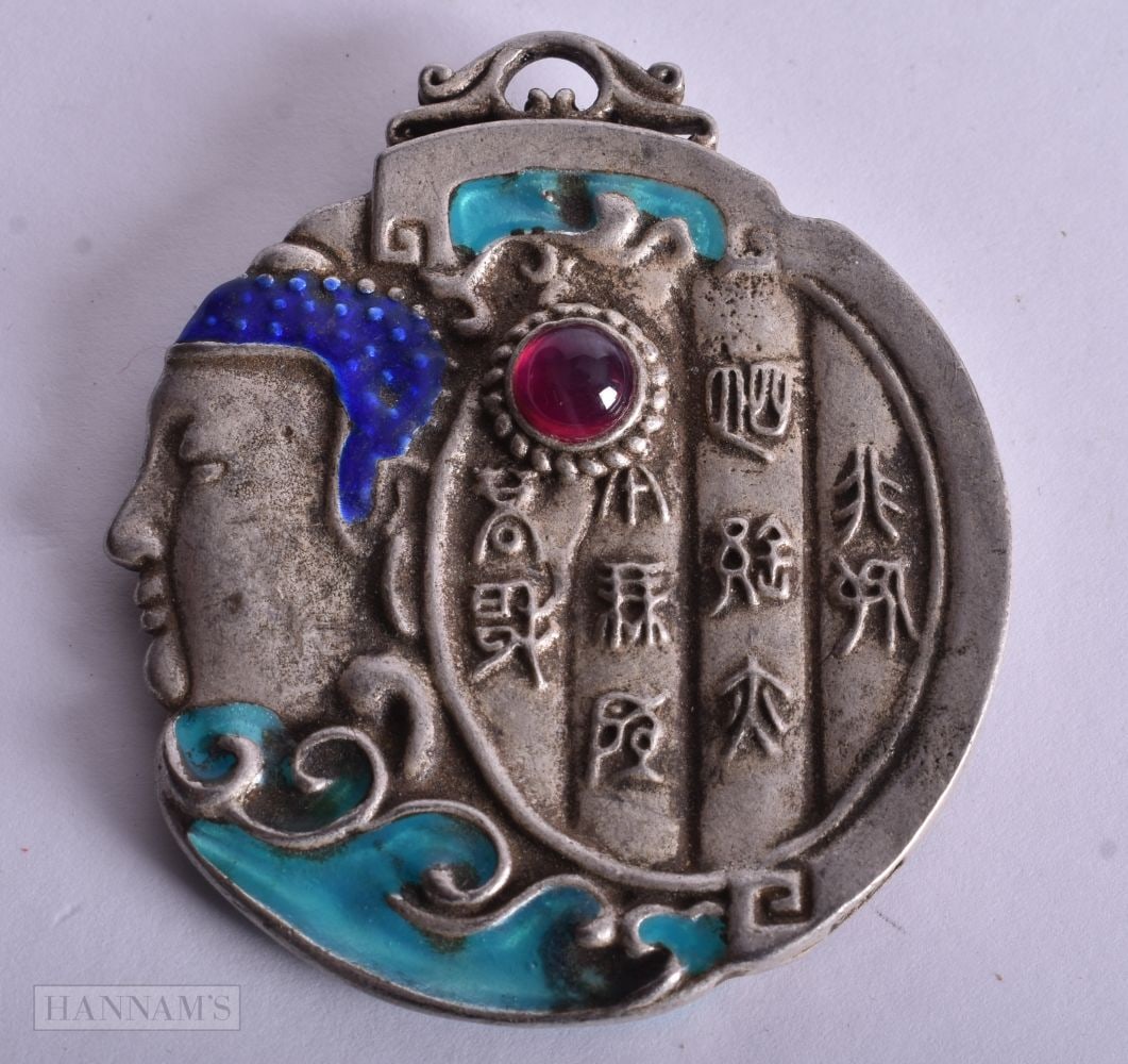 A CHINESE ENAMELLED PENDANT. 80 grams. 7 cm x 6 cm. (1 of 2)