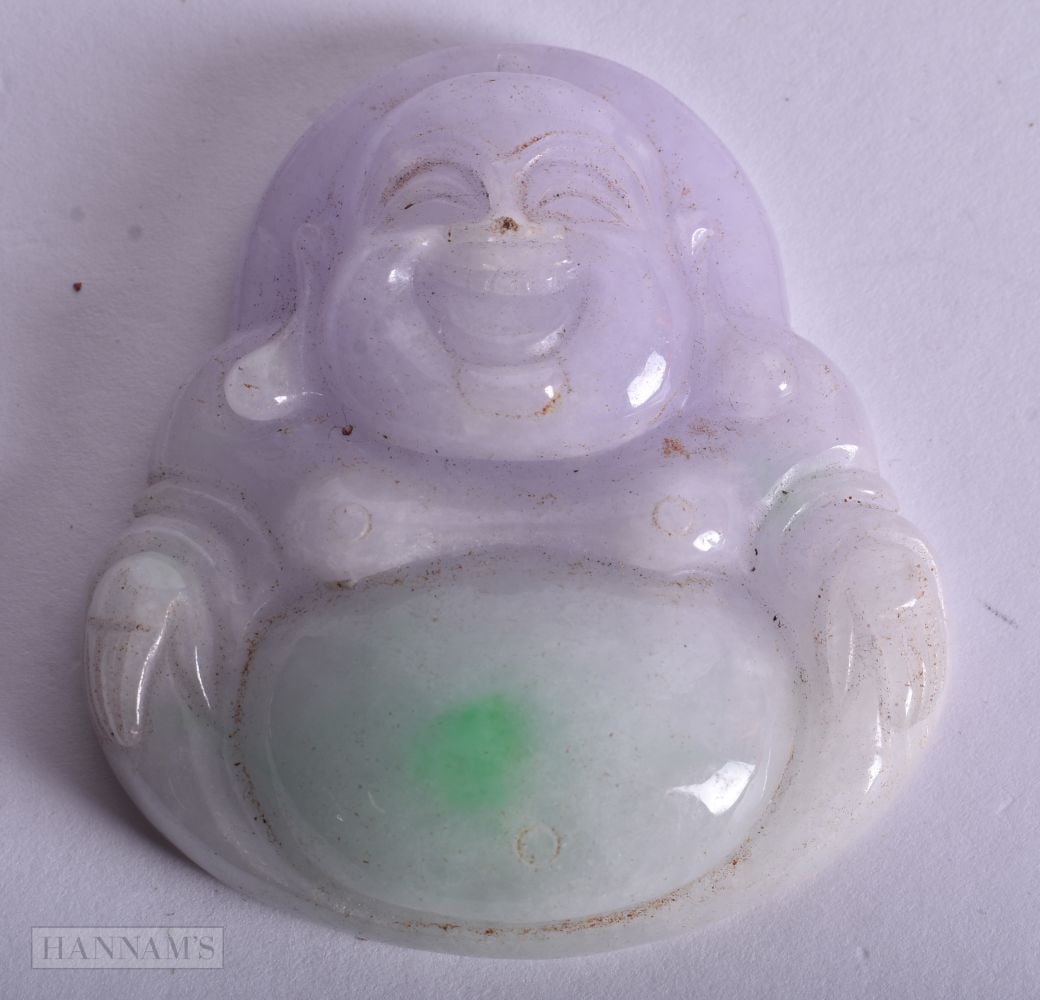A CHINESE JADEITE BUDDHA. 5.5 cm x 5 cm. (1 of 2)