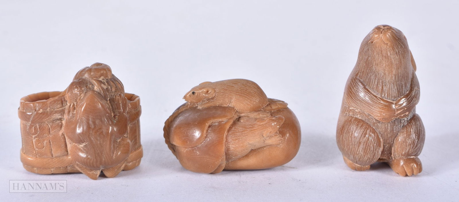 THREE TAG NUT NETSUKES. 2.5 cm x 3 cm. (3) (1 of 4)