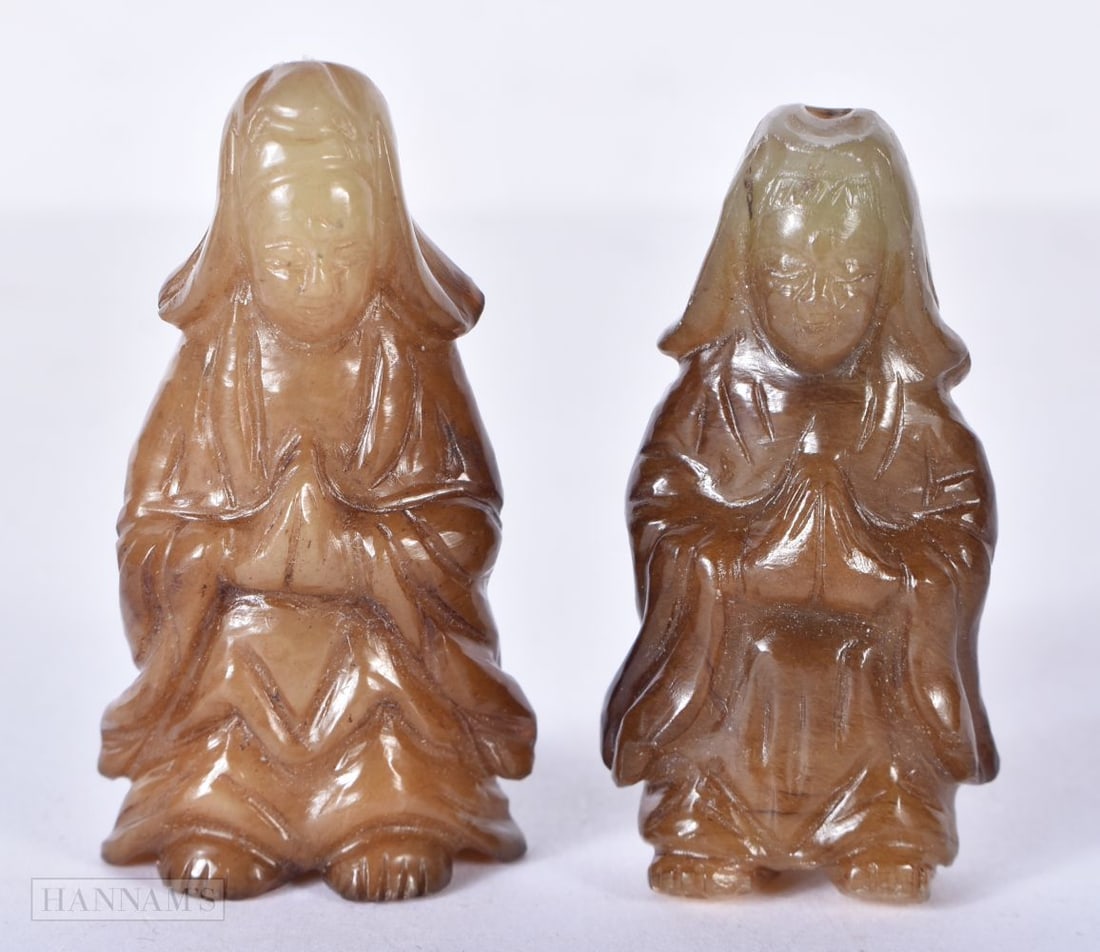 TWO CHINESE JADE FIGURES. 5.5 cm x 3 cm. (2) (1 of 5)