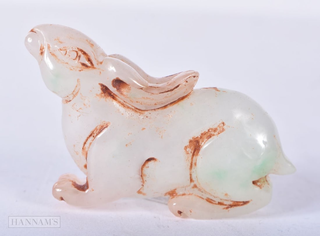 A CHINESE JADE RABBIT. 5.25 cm x 3.5 cm. (1 of 4)
