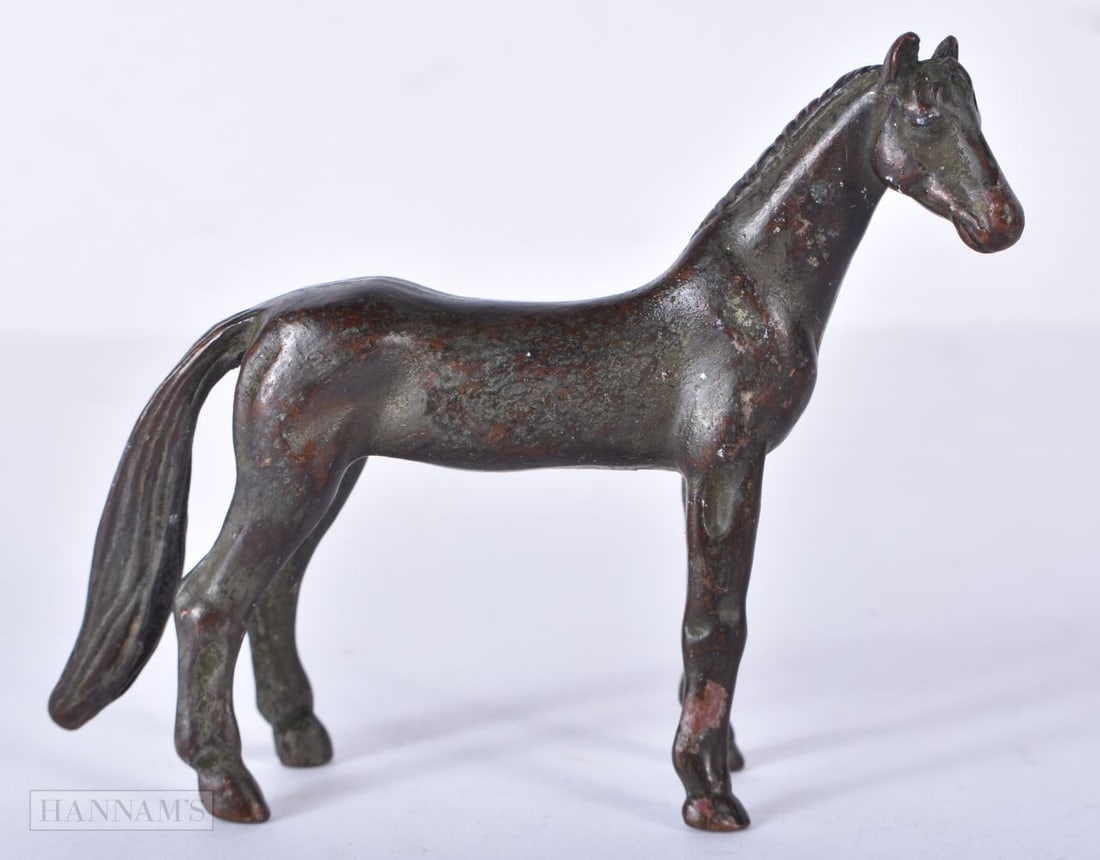 A JAPANESE BRONZE HORSE. 8.5 cm x 7 cm. (1 of 4)