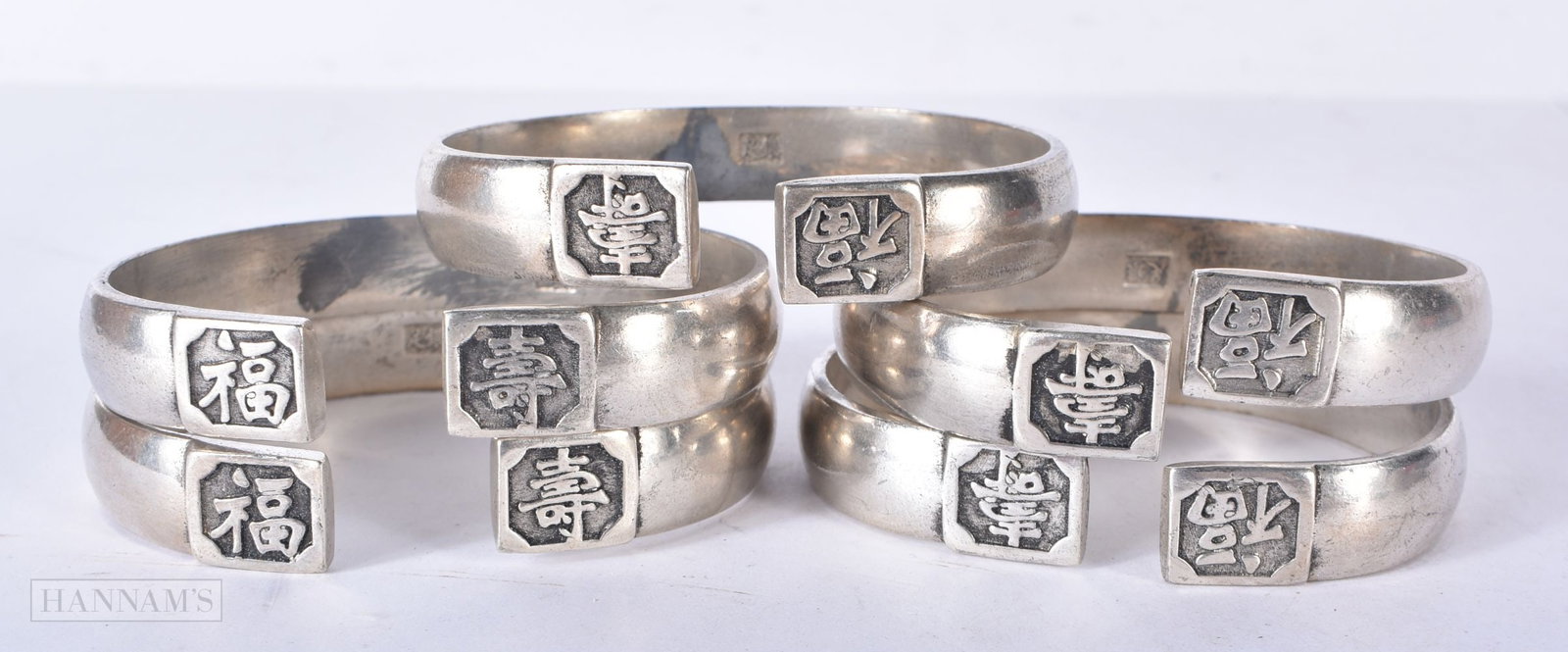 FIVE CHINESE BANGLES. 268 grams. 7 cm x 6.25 cm. (5) (1 of 3)