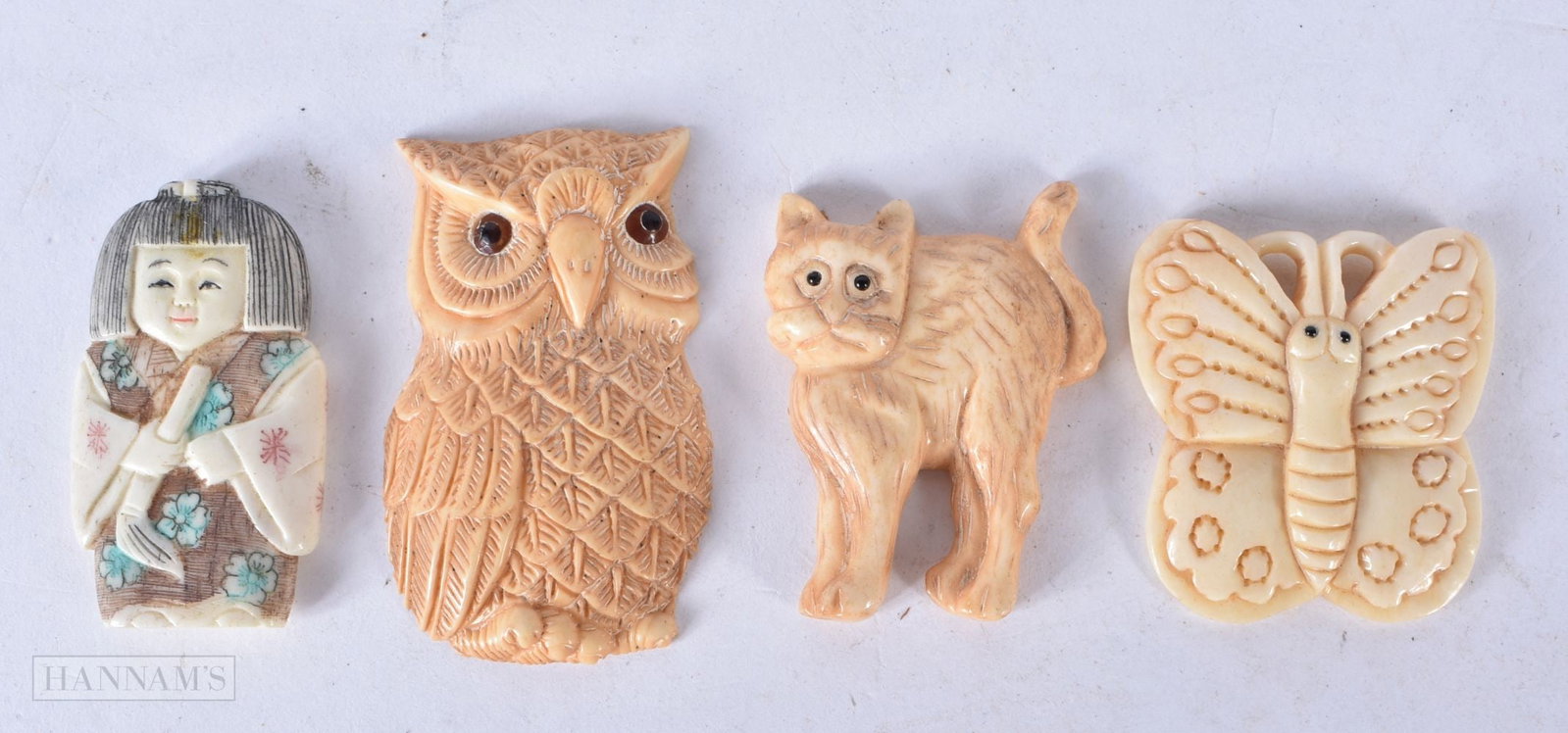 THREE CHINESE BONE CARVINGS. 8.25 cm x 3 cm. (3): THREE CHINESE BONE CARVINGS. 8.25 cm x 3 cm. (3)