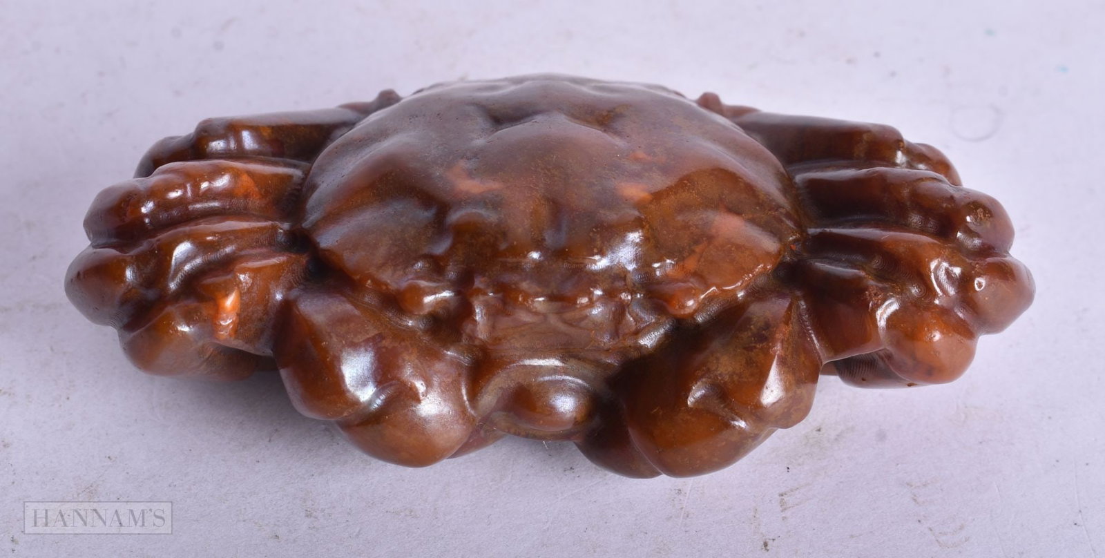 A CHINESE CARVED SOAPSTONE CRAB. 10.75 cm x 5.75 cm. (1 of 3)