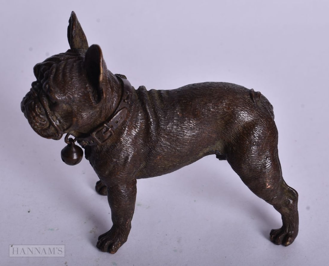 A JAPANESE BRONZE DOG. 7.75 cm x 6.5 cm. (1 of 4)