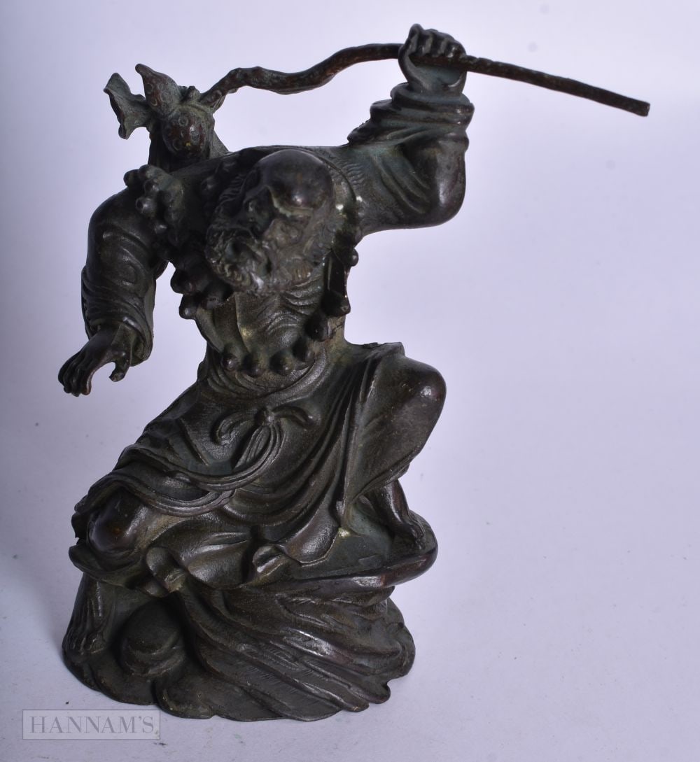 A JAPANESE BRONZE MALE. 12.75 cm x 10.5 cm.: A JAPANESE BRONZE MALE. 12.75 cm x 10.5 cm.