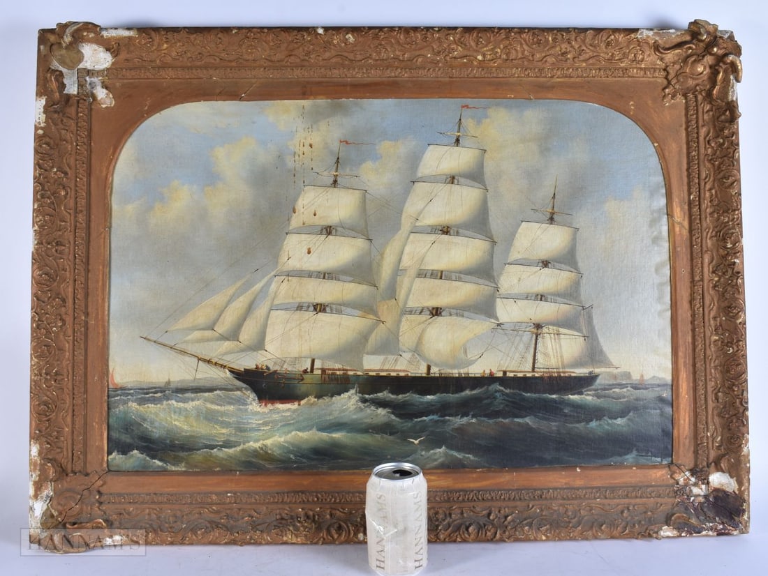 English School (19th Century) Oil on board, Maritime school. 88 cm x 62 cm, image 70 cm x 48 cm. (1 of 5)