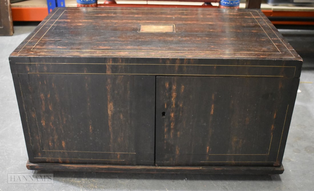 A LARGE EARLY 19TH CENTURY COROMANDEL WALKER AND HALL SILVER CHEST. 35.5 cm x 68 cm x 42 cm. (1 of 3)