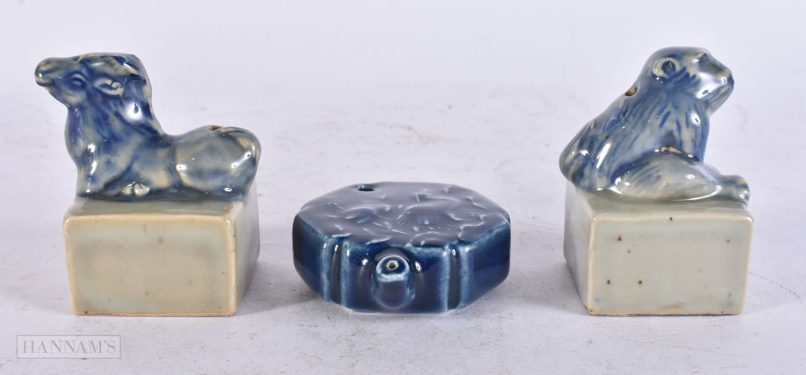 THREE CHINESE PORCELAIN BRUSH WASHERS. Largest 7 cm x 5 cm. (3) (1 of 3)