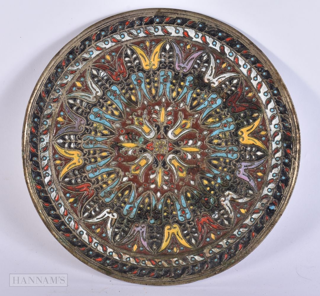 AN ANTIQUE RUSSIAN ENAMELLED DISH. 19.5 cm wide. (1 of 5)