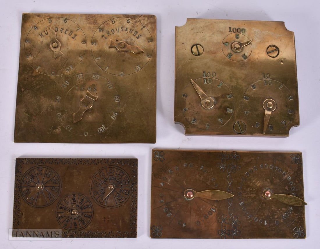 A COLLECTION OF FOUR ANTIQUE BEZIQUE MARKERS. Largest 12 cm wide. (4) (1 of 2)