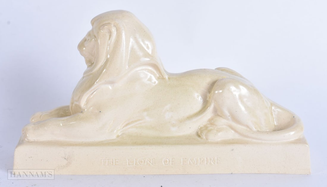 AN ART DECO ASHTEAD POTTERY WEMBLEY EXHIBITION LION C1924-25. 22 cm x 12 cm. (1 of 5)