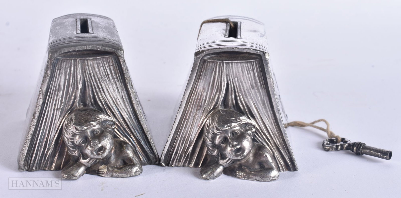 AN UNUSUAL PAIR OF WMF BOOK MONEY BOXES. 8 cm x 6.5 cm. (1 of 8)
